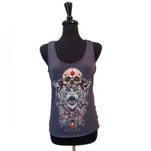 Sullen Angel Skull Lace Tank Top